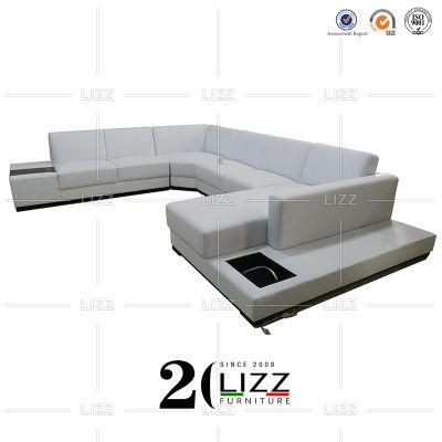 Modern Simple Home Living Room Furniture U Shape Leather Chaise Sofa