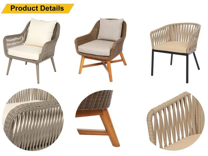 Modern Outdoor Garden Hotel Bar Balcony Leisure Rattan Wicker Arm Chair Furniture with End Table