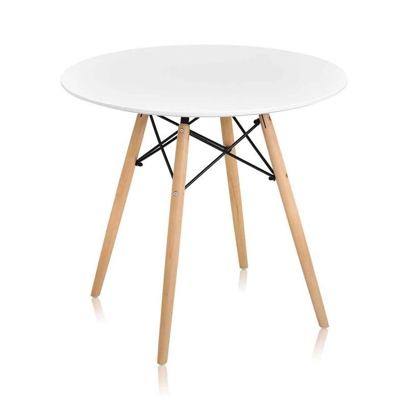 Nordic Modern Small White MDF Wooden Plastic Dining Table with Beech Legs