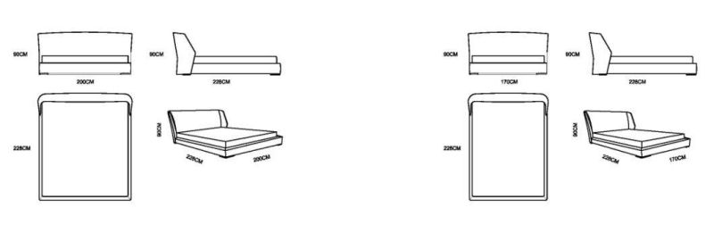 High-End Home Furniture Italian Style Villa Bedroom Modern Leather King Queen Size Bed with Unique Design Headboard
