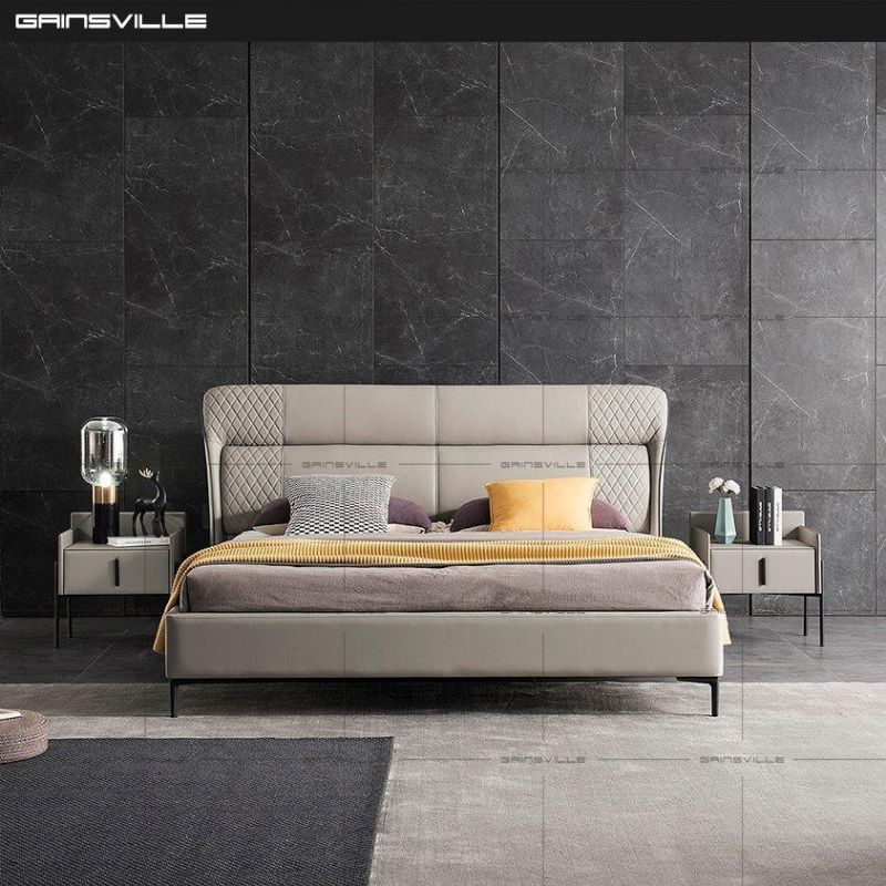 Gainsville Designer Home Furniture Leather King Beds with Adjustable Headrest Gc1715
