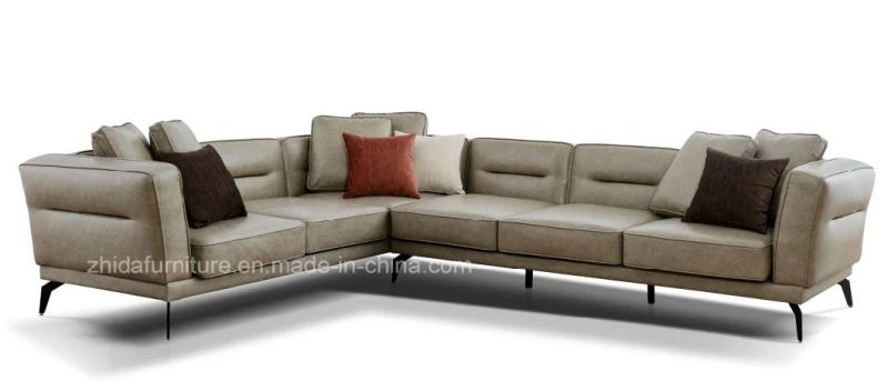 Zhida High Quality Factory Wholesale Price Modern Home Furniture Sectional Sofa Set Villa Living Room Metal Leg Fabric L Shape Sofa Couch for Hotel Project