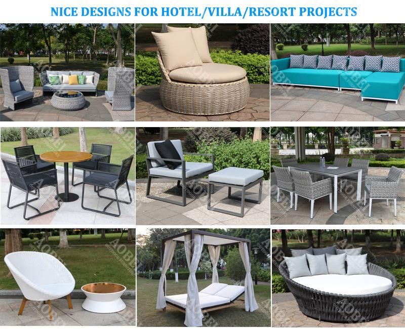 Modern Customized Outdoor Exterior Restsurant Patio Garden Hotel Resort Home Dining Set Furniture with Marble Table Top