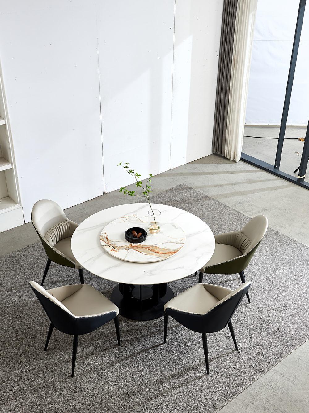 Modern Sintered Stone Dining Table with Lantern-Shaped Legs