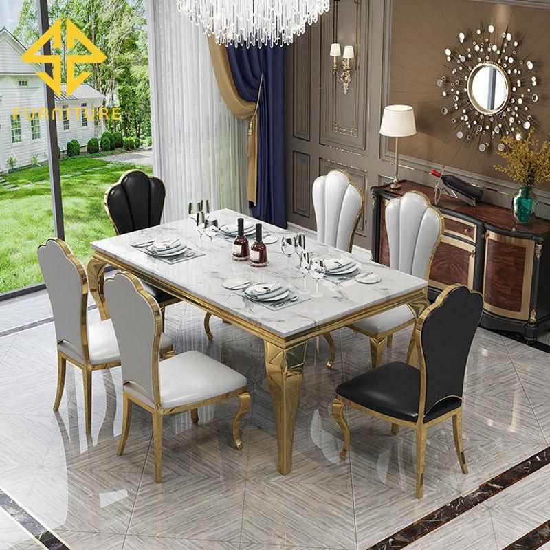 Luxury Stainless Steel Dining Table Chair Restaurant Furniture Set