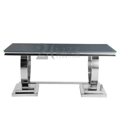 High Quality Modern Great Tempered Glass Dining Room Home Furniture Metal Table