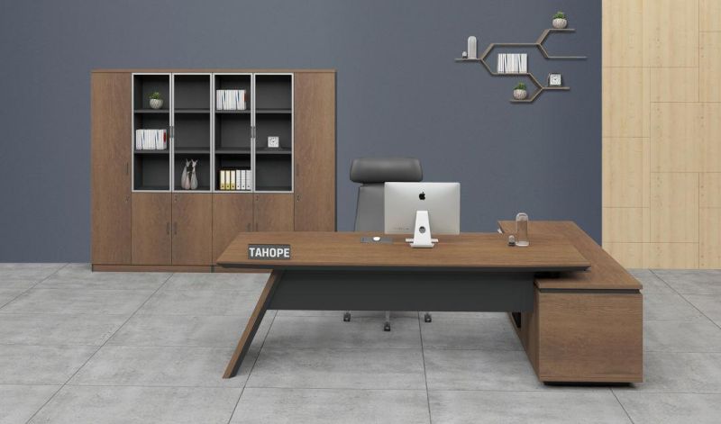 Modern Walnut Boss Computer MFC Office Executive Table