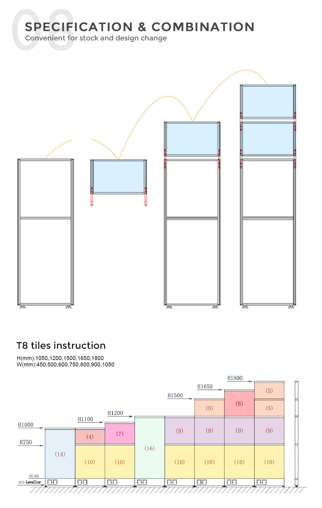 Panel System Dividers Aluminum Partitions Office Cubicle Partition Round Workstation Office Furniture