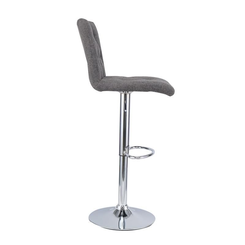 Modern Double Needle Sewing Adjustable Chrome Footrest and Base Fabric Seat High Bar Stools for Bar Counter Kitchen and Home