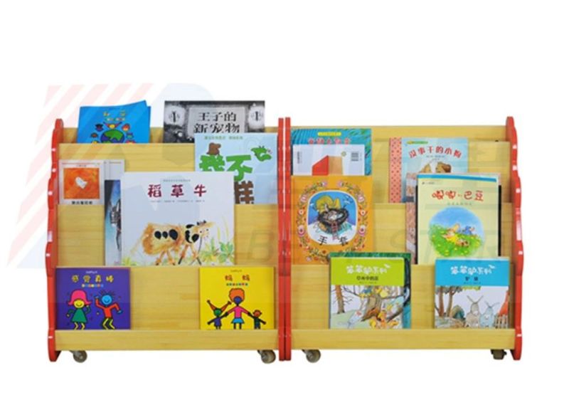 Movable Kids Cartoon Book Shelf, Children Book Case Shelf, Kindergarten Wood Book Rack Shelf, Preschool Book Storage Shelf, Library Book Shelf