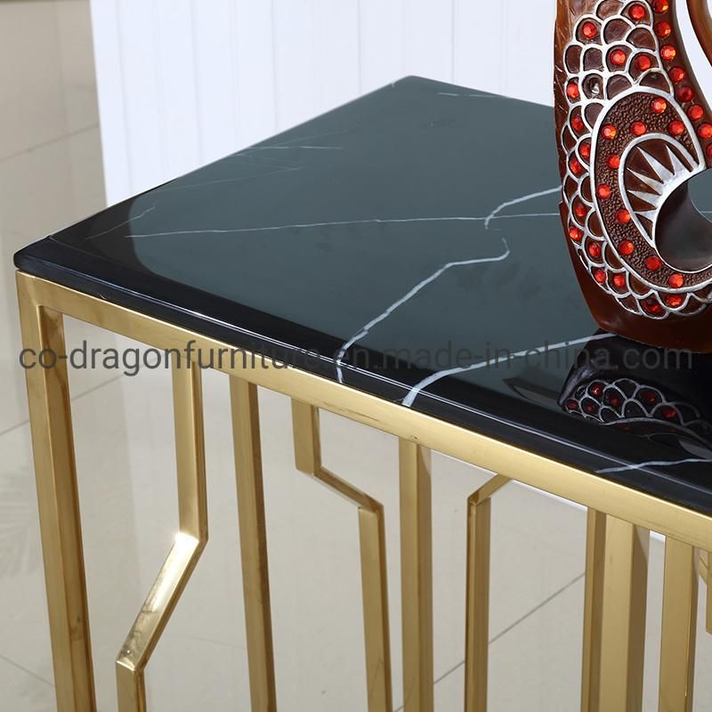 Modern Gold Stainless Steel Console Table Furniture with Marble Top