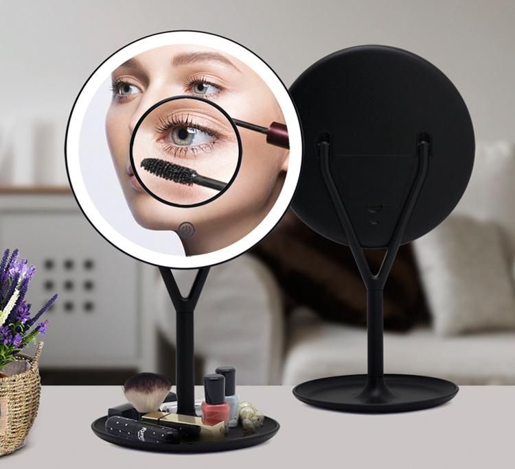 Round Vanity Makeup Flexible Mirror with Touch Sensor and 5X Magnifying