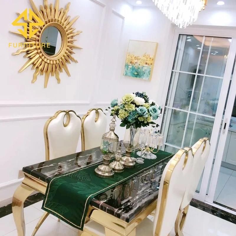 Morden Luxury Design Marble Top Dining 6 Chairs Table Set Dining Room Furniture Table and Chairs for Dining Room