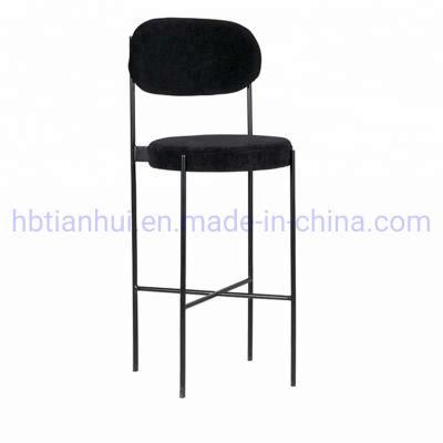 Modern Furniture Velvet Upholstered Bar Stool with Black Metal Frame Dining Chairs