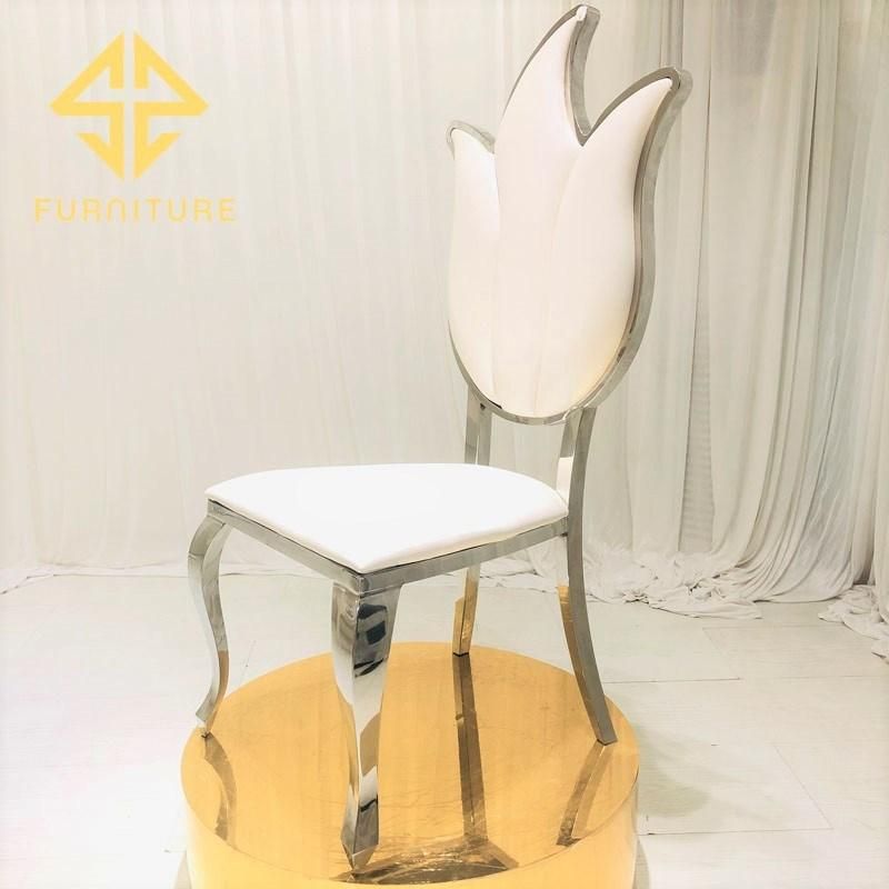 New Style Special Back Design Stainless Steel Silver Dining Chair