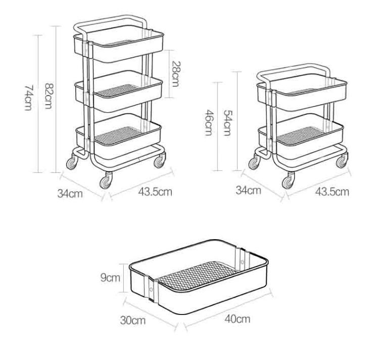 Modern Iron Kitchen Vegetable Trolley Island Storage Cart with Basket