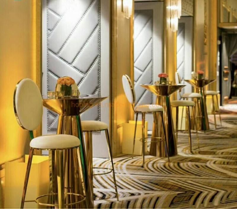 TV Furniture Stainless Steel Luxury Golden Modern Round Back Metal Hotel Restaurant Wedding Banquet Chiavari Dining Bar Chair