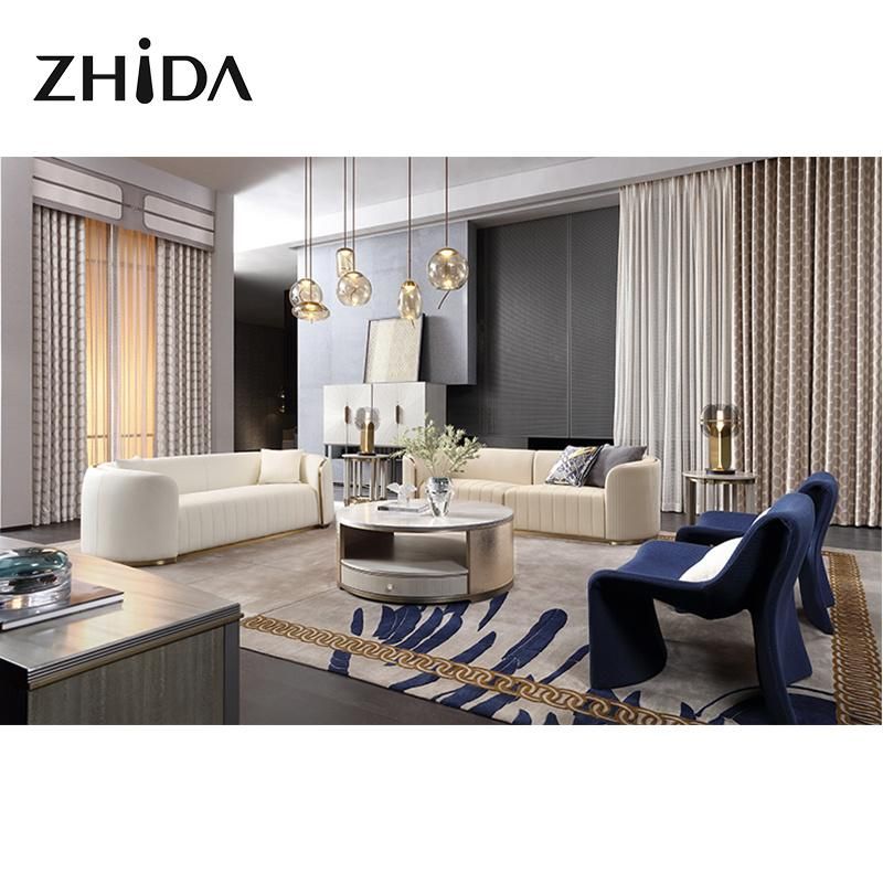 Living Room High End Furniture Luxury Design Genuine Leather Sofa