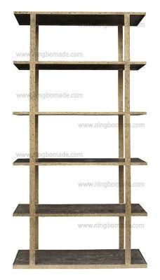 Upscale Hand Forged Furniture Light Brass Solid Iron Weather Brown Oak Venner Book Shelf