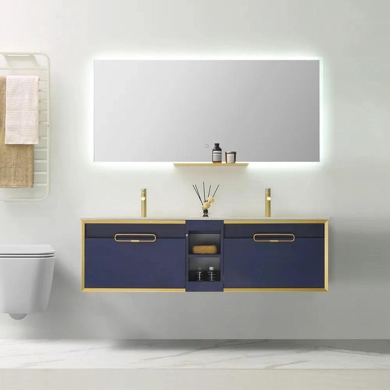 Modern 40" Gray Floating Bathroom Vanity Wall Mount Ceramics Single Sink Vanity