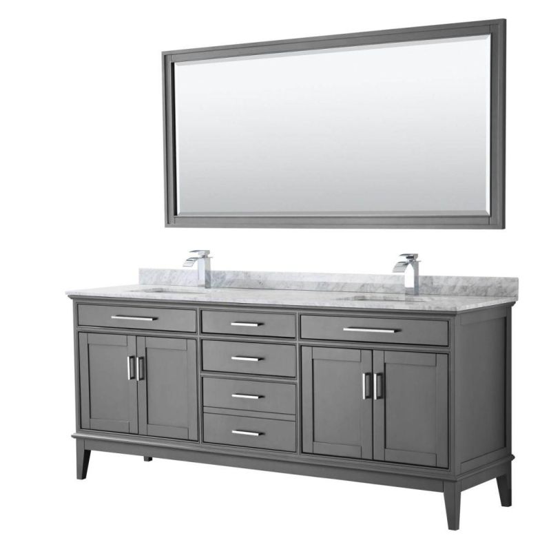 80" Double Bathroom Vanity - Dark Grey