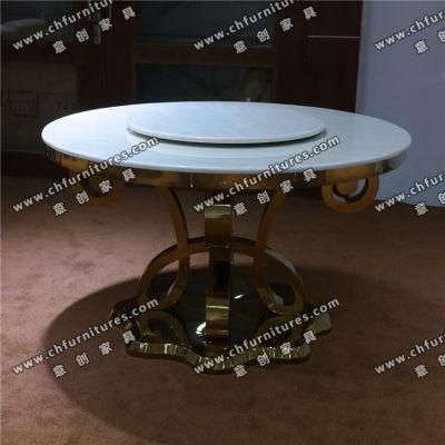 Marble or Tempered Glass Stainless Steel Chrome Silver Louis Dining Table Yc-St30