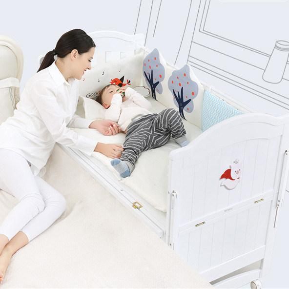 Chinese Cama Bebe/ Kids Babies Children Toddler Bed Crib Swing Cot Solid Wood/Infant Beds/Baby Furniture