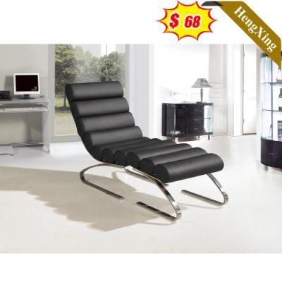 Modern Home Living Room Single Seat Sofa Office Hotel Lobby Metal Legs Black PU Leather Fabric Leisure Lounge Chair