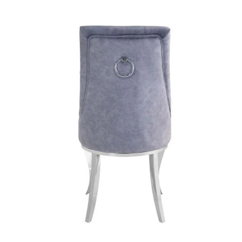 Modern High Back Velvet Luxury Dining Chair Metal Leg Velvet Fabric Stainless Steel Chairs