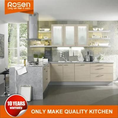 Modern Design Natural Wood Grain Melamine Modular Kitchen Cabinet