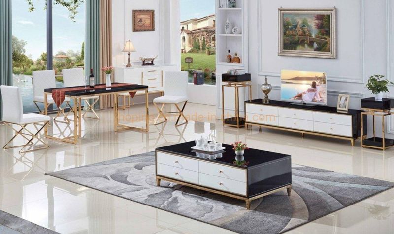 Modern White Kt Stand Coffee Table Set Wooden Angel Coffee Table, Modern Tea Table Design with Drawers