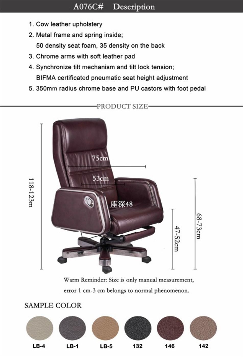 Modern Boss CEO Manager Recliner Cow Leather Office Executive Chair Swivel Office Furniture