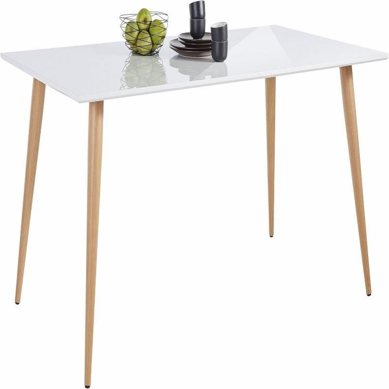 Simple Thin Rectangular Modern Wooden White Dining Table Furniture for Restaurants