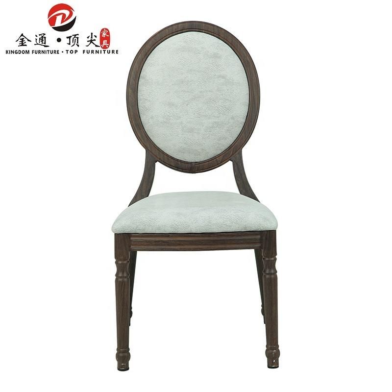 Modern Furniture Popular Gold Round Back Metal Sponge Wedding Stainless Steel Aluminium Wood Like Hotel Chair