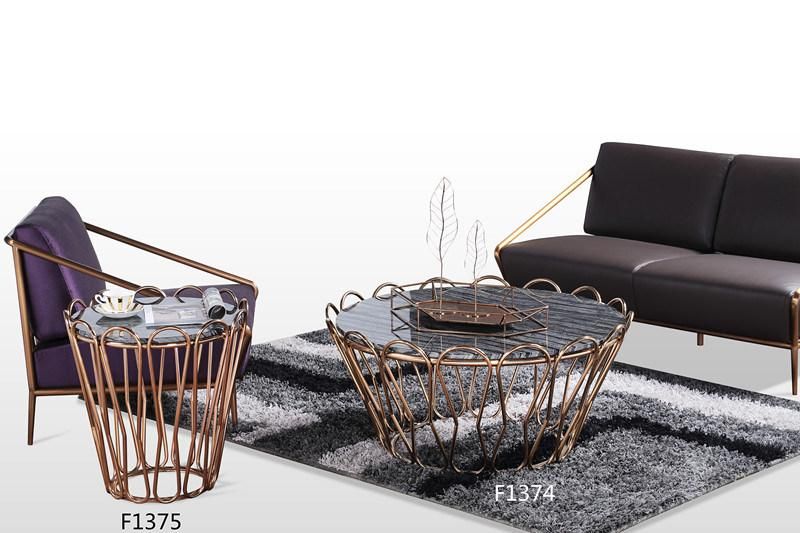 Round Coffee Table for Living Room/Hotel with Stainless Steel Frame