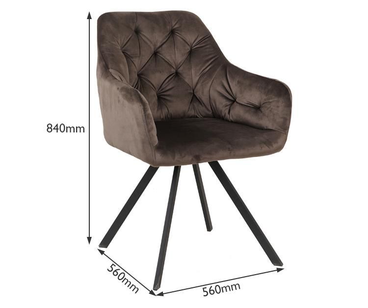 Best Quality Modern Black Painting Legs Velvet Armrest Dining Room Chair