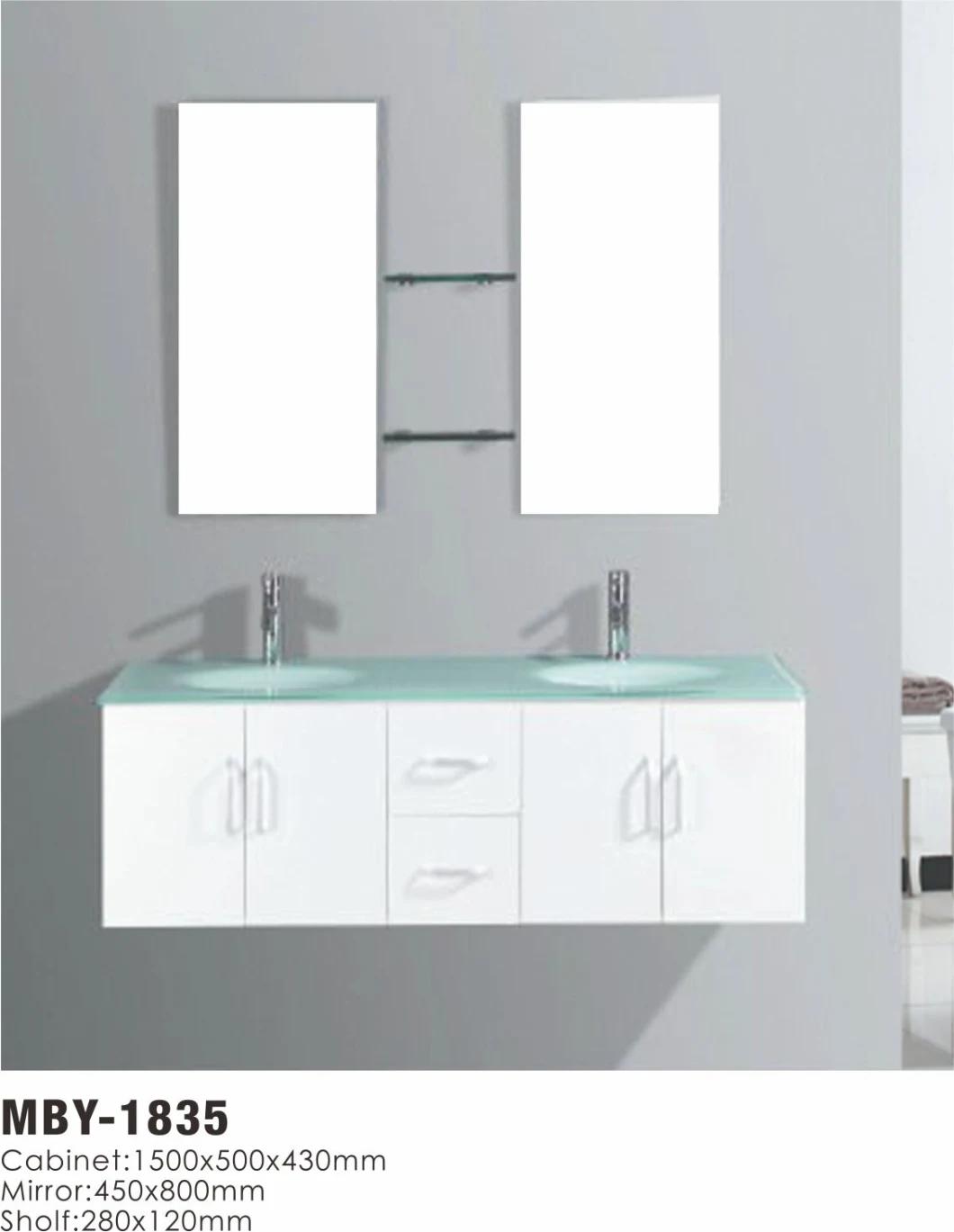 Modern Wall Hung Melamine Bathroom Cabinet with Ceramic Basin