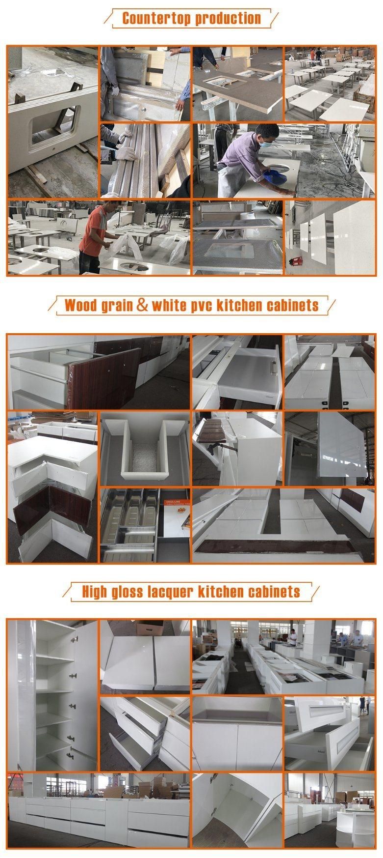 European Style High End Moisture Resistant Freestanding Pure White Solid Wood Kitchen Cabinet