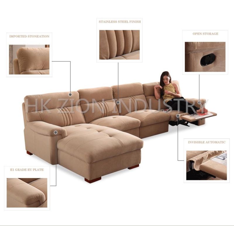 Fabric Sofa Set Living Room Furniture Modern Hotel Lounge Suites Furniture Apricot Suede Fabric for Sofa Sets L Shape Lazy Sofa