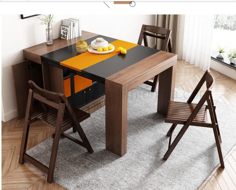 Wooden Modern Home Dining Living Room Rattan Furniture Canteen Chair Strong Folding Dining Table