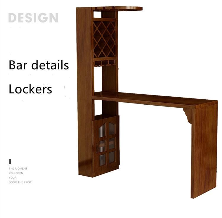 Log Color Modern Wooden Style Living Room Furniture Bar Wine Storage Cabinet with Chair