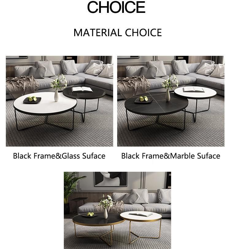 Modern Patio Furniture Living Room Tempered Glass/Marble Round Coffee Table