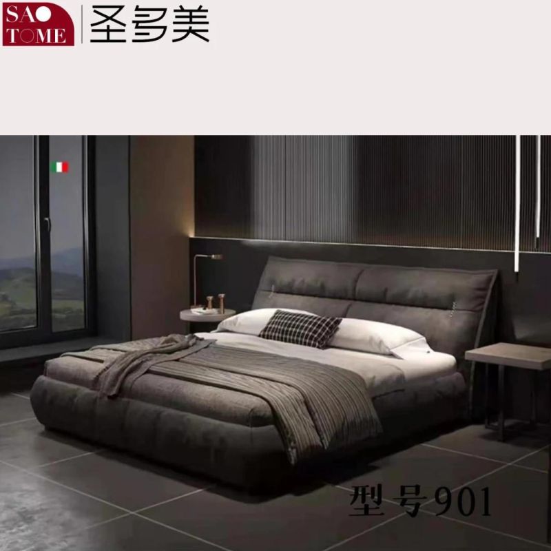 Modern Solid Wooden Home Bedroom Hotel Furniture Sofa Double King Bed