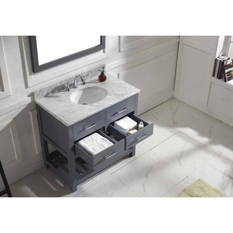 Classic Grey American Oak Wood Modern Single Sink Bathroom Cabinet