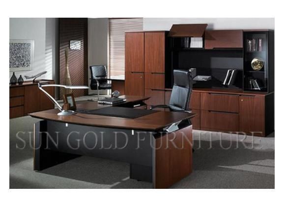 Popular Design Classic Executive Table with Storage Sets Brown Office Desk (SZ-OD125)