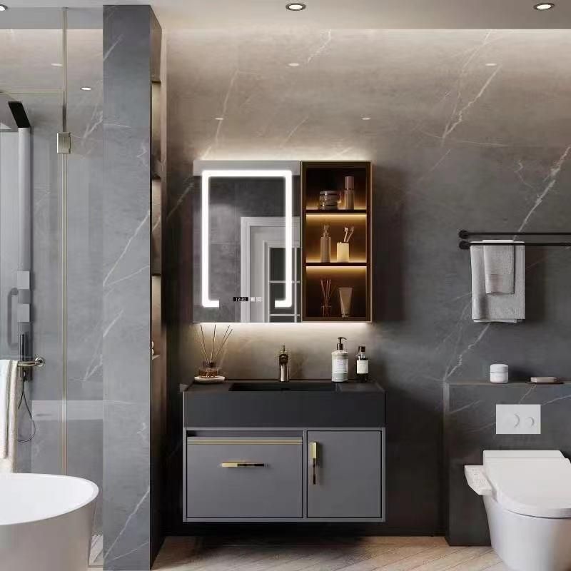 Light Luxury Modern Rock Plate Bathroom Vanity Simple Bathroom Intelligent Mirror