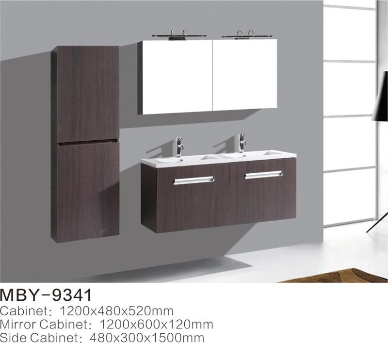 Wall Hung Bath furniture Sets Melamine Bathroom Vanity with Double Basin