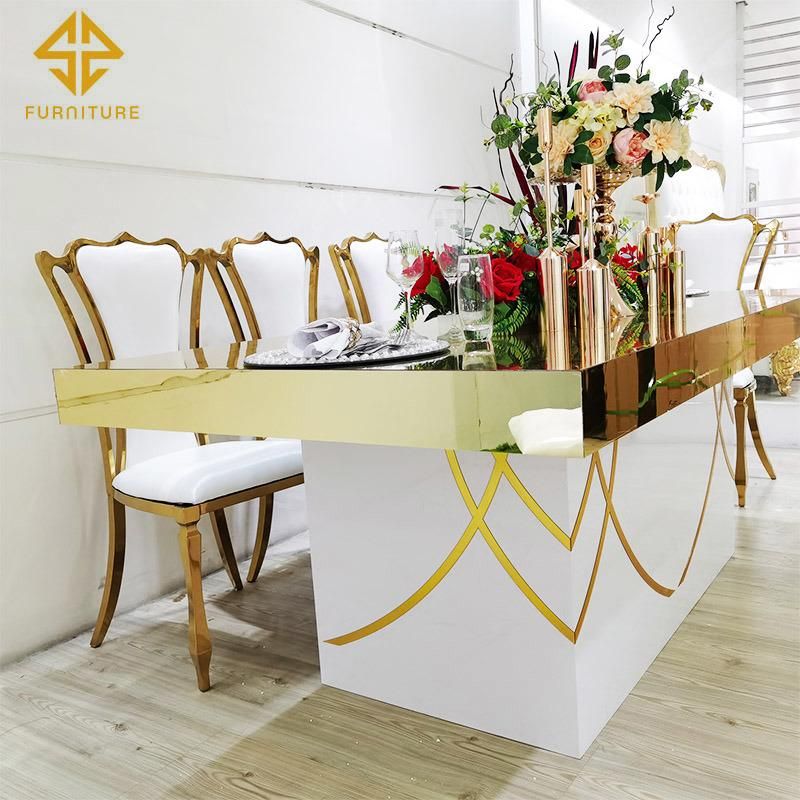 Luxury Furniture Royal Banquet Chair Stainless Steel Dining Chairs Gold Wedding Chair for Hotel