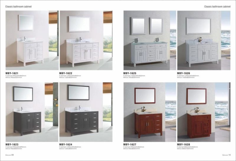 White Marble & Single Sink & Solid Wood Vanity Cabinet