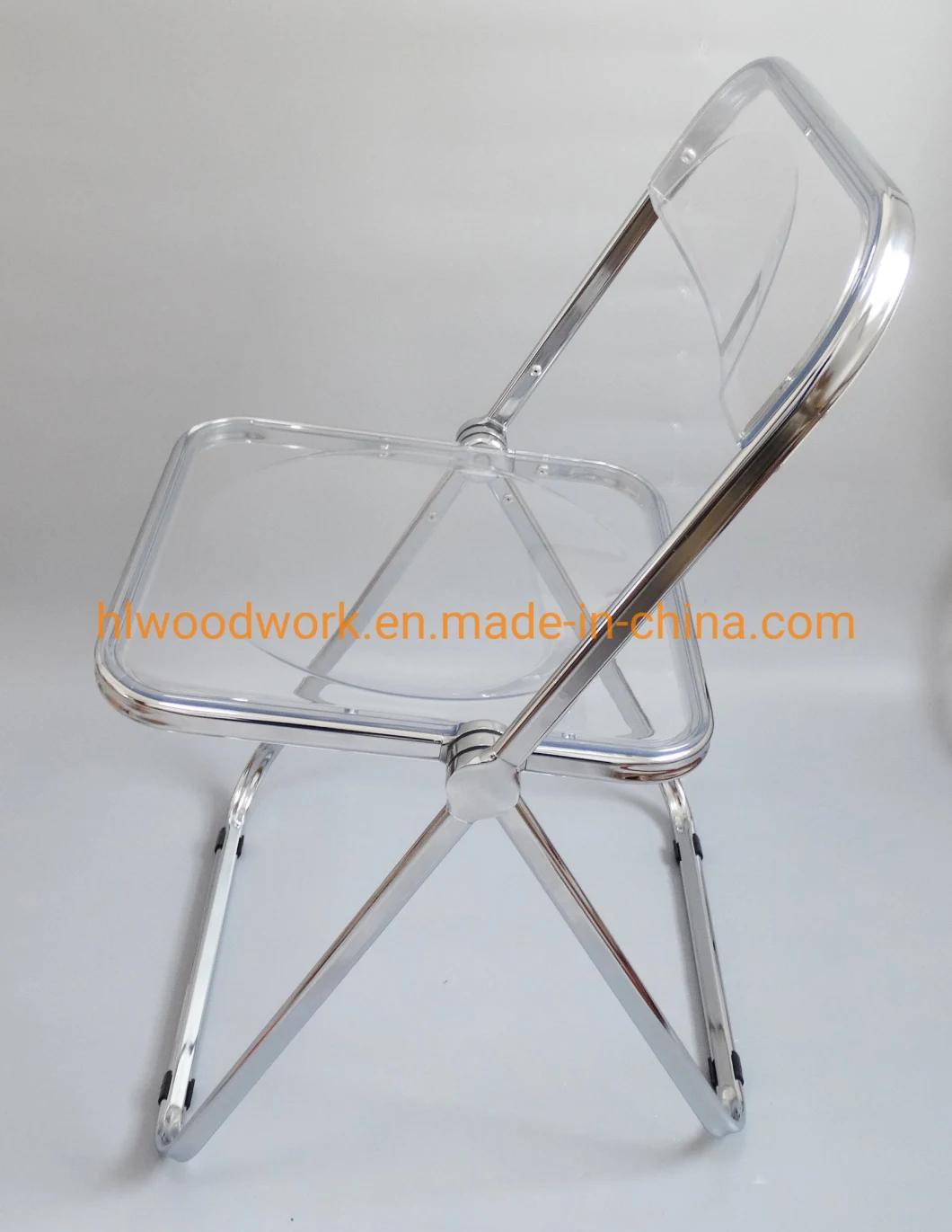 Modern Transparent Black Folding Chair PC Plastic Dining Room Chair Chrome Frame Office Bar Dining Leisure Banquet Wedding Meeting Chair Plastic Dining Chair